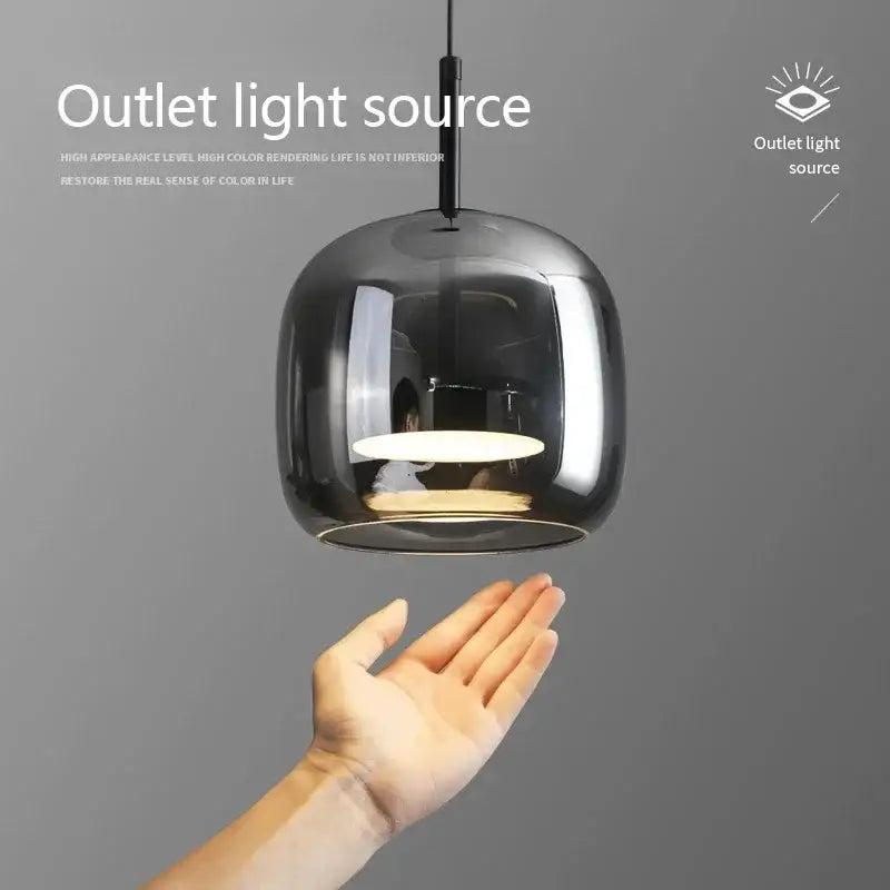 Modern smoked gray glass led pendant chandelier for dining room