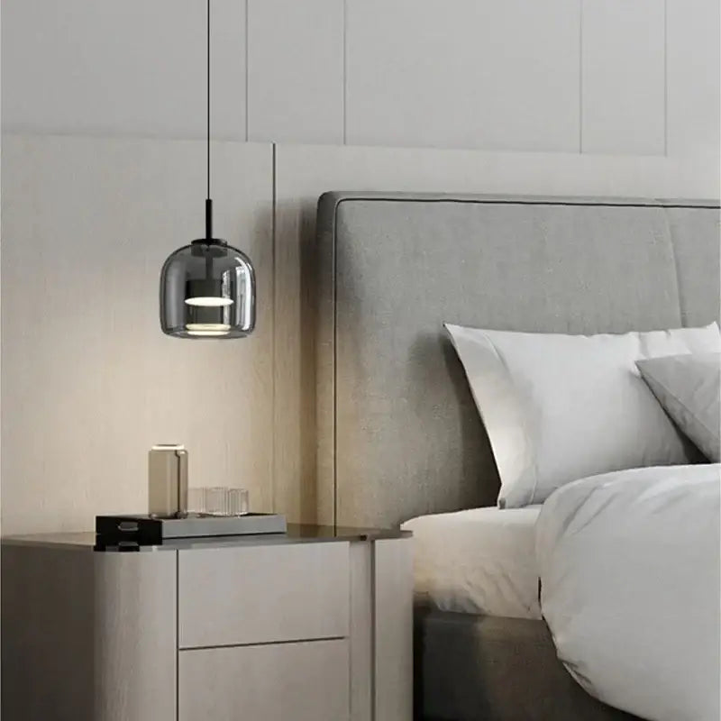 Modern smoked gray glass led pendant chandelier for dining room
