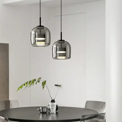 Modern smoked gray glass led pendant chandelier for dining room