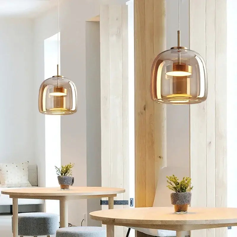 Modern smoked gray glass led pendant chandelier for dining room