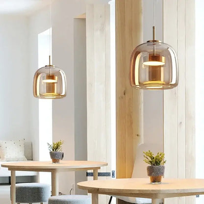 Modern smoked gray glass led pendant chandelier for dining room