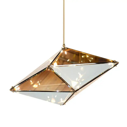 Modern smoky gray & amber diamond glass led pendant light living room