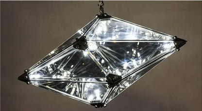 Modern smoky gray & amber diamond glass led pendant light living room