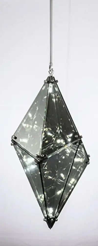 Modern smoky gray & amber diamond glass led pendant light living room