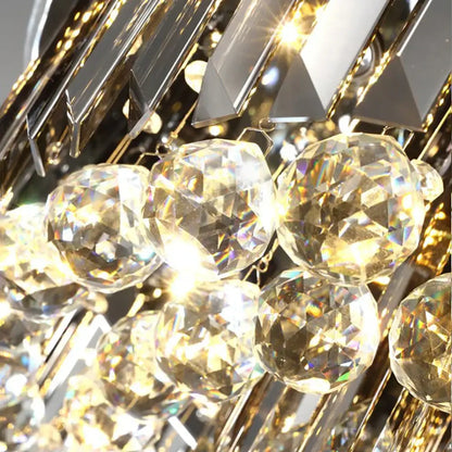 Modern smoky gray & gold crystal led chandelier living room light