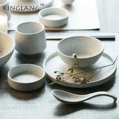 Modern speckled white ceramic dinner plate set dining room tableware