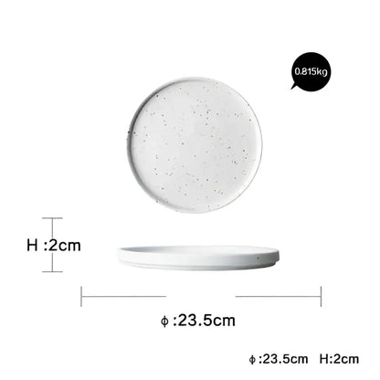 Modern speckled white ceramic dinner plate set dining room tableware