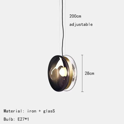 Modern spherical glass pendant lights dining room metallic accents