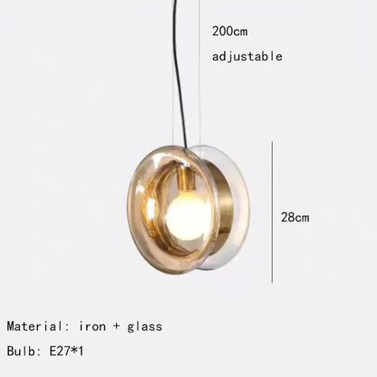Modern spherical glass pendant lights dining room metallic accents