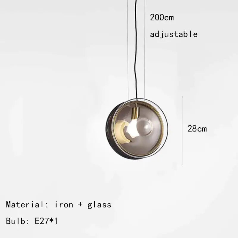 Modern spherical glass pendant lights dining room metallic accents
