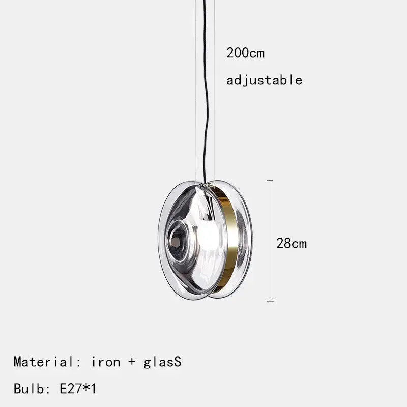 Modern spherical glass pendant lights dining room metallic accents