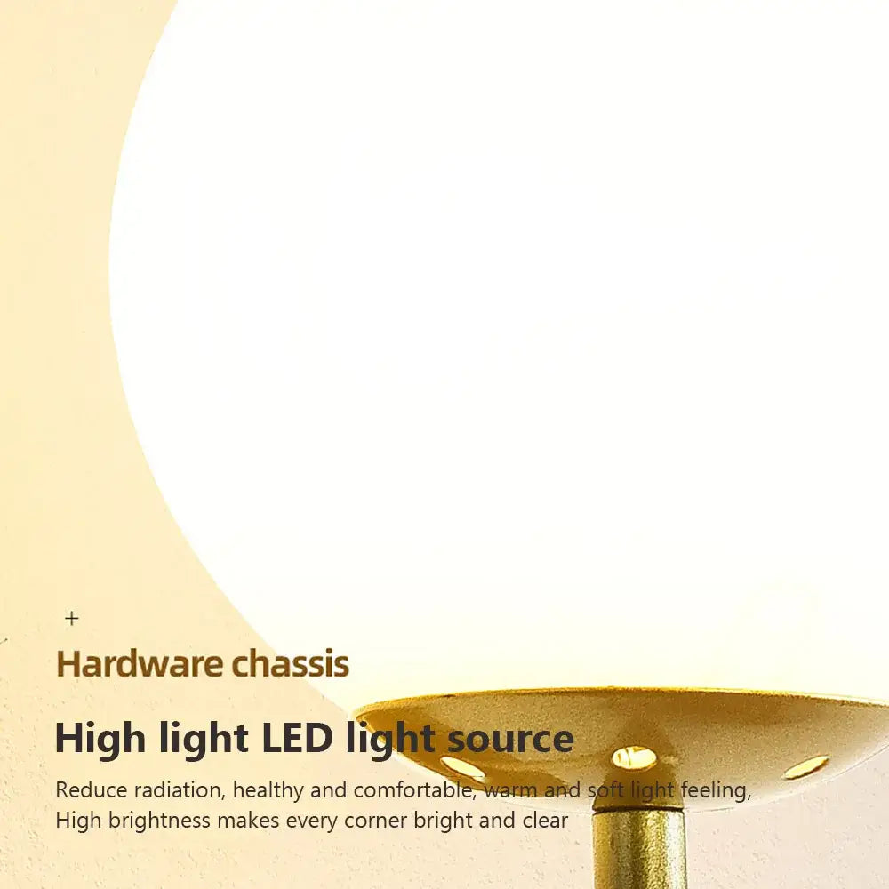 Modern spherical glass shade gold wall lamp for bedroom