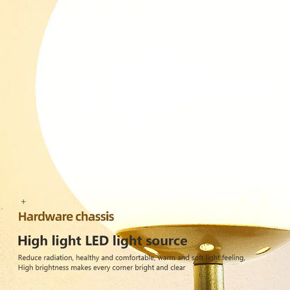 Modern spherical glass shade gold wall lamp for bedroom