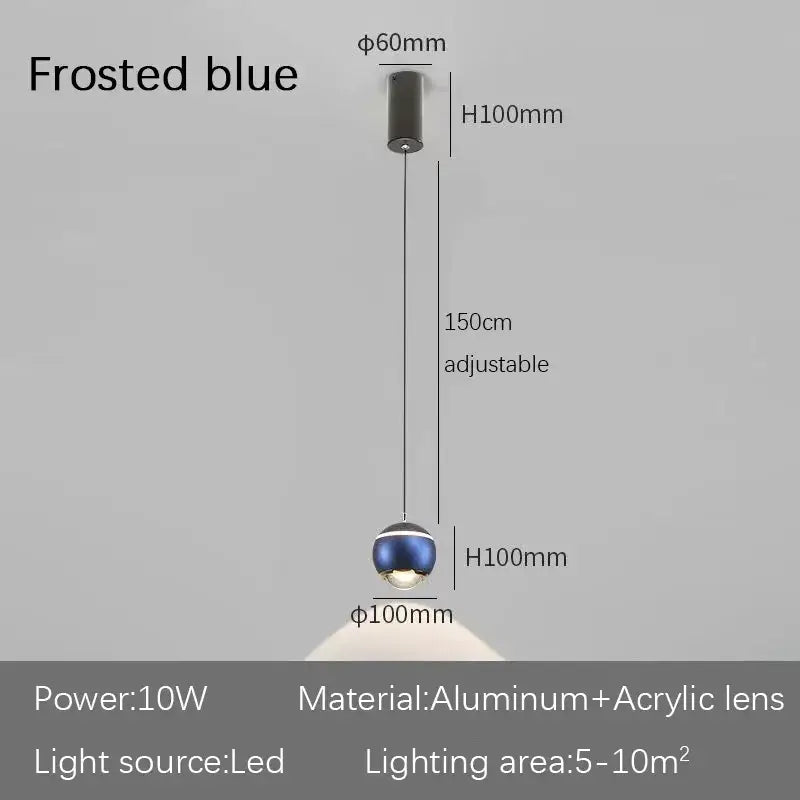 Modern spherical led bedside pendant light for bedroom decor