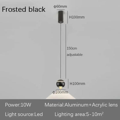 Modern spherical led bedside pendant light for bedroom decor