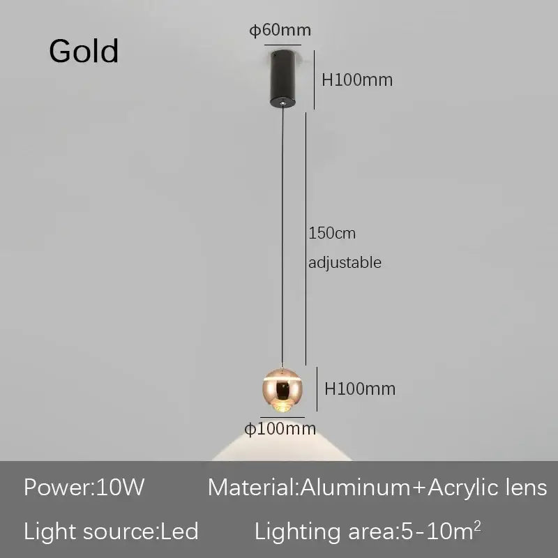 Modern spherical led bedside pendant light for bedroom decor