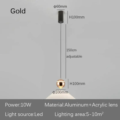 Modern spherical led bedside pendant light for bedroom decor