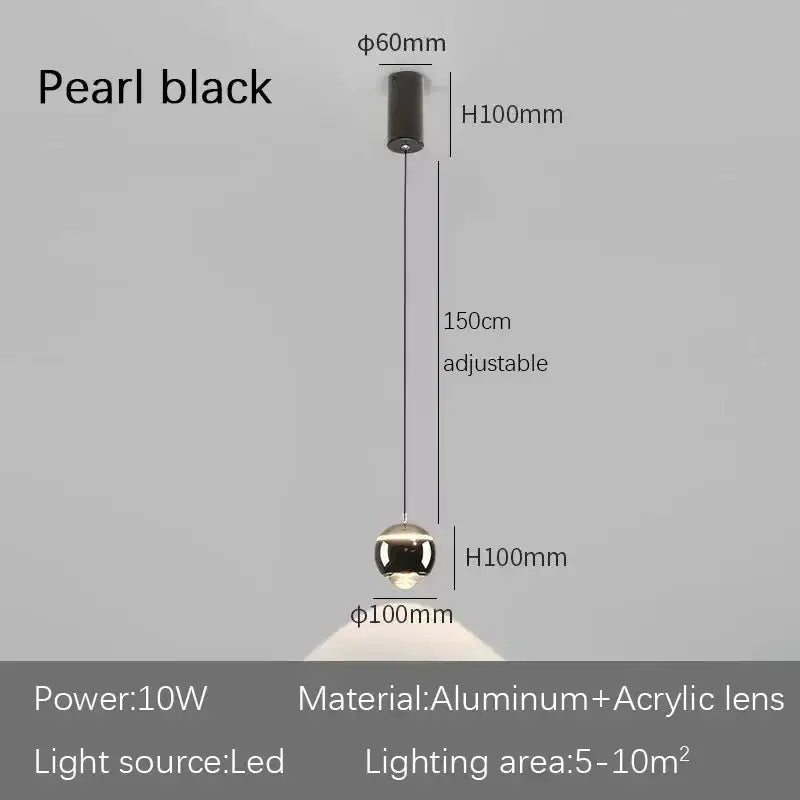 Modern spherical led bedside pendant light for bedroom decor