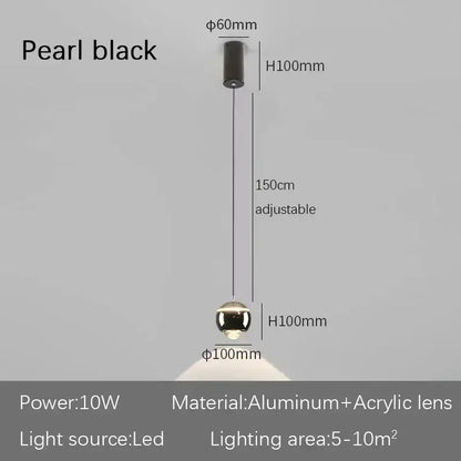 Modern spherical led bedside pendant light for bedroom decor