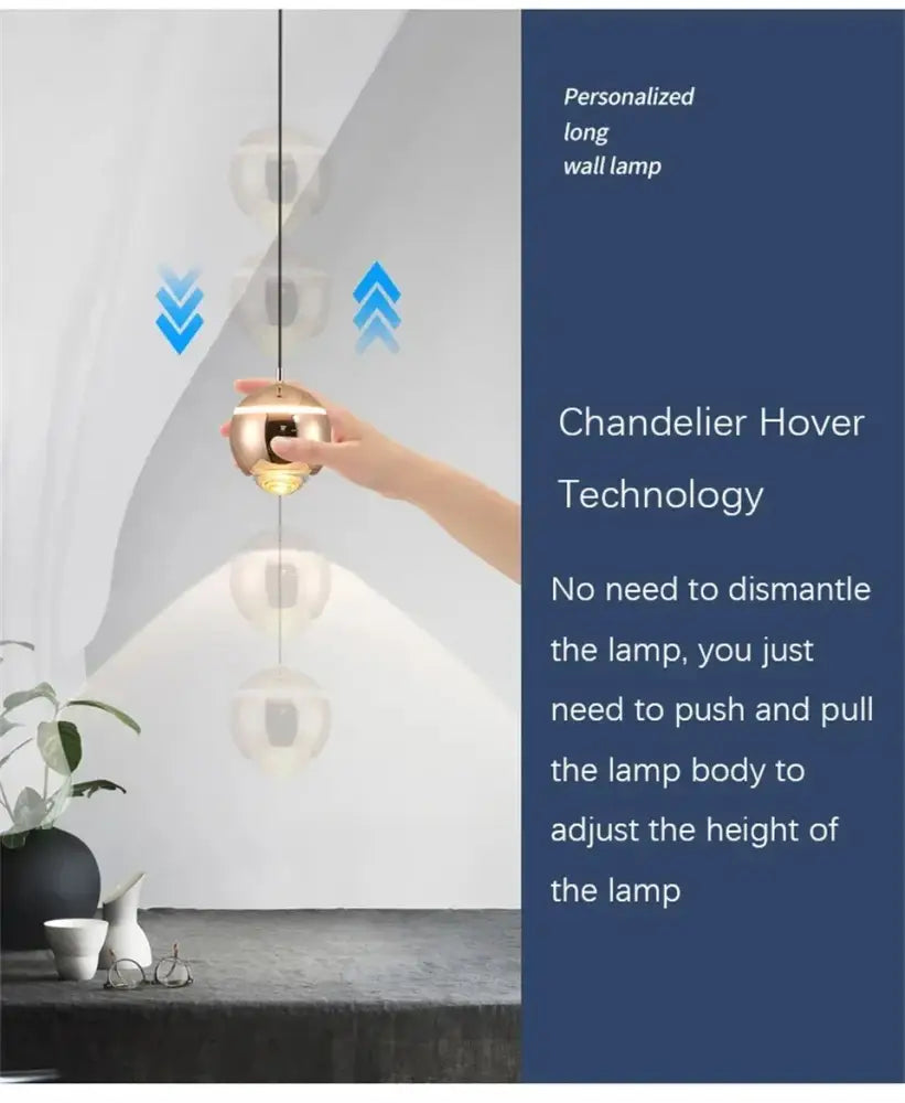 Modern spherical led bedside pendant light for bedroom decor