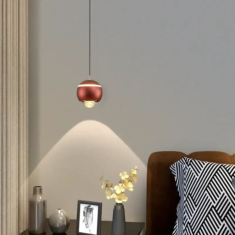Modern spherical led bedside pendant light for bedroom decor