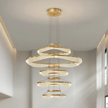 Modern spiral acrylic ring pendant light fixture living room