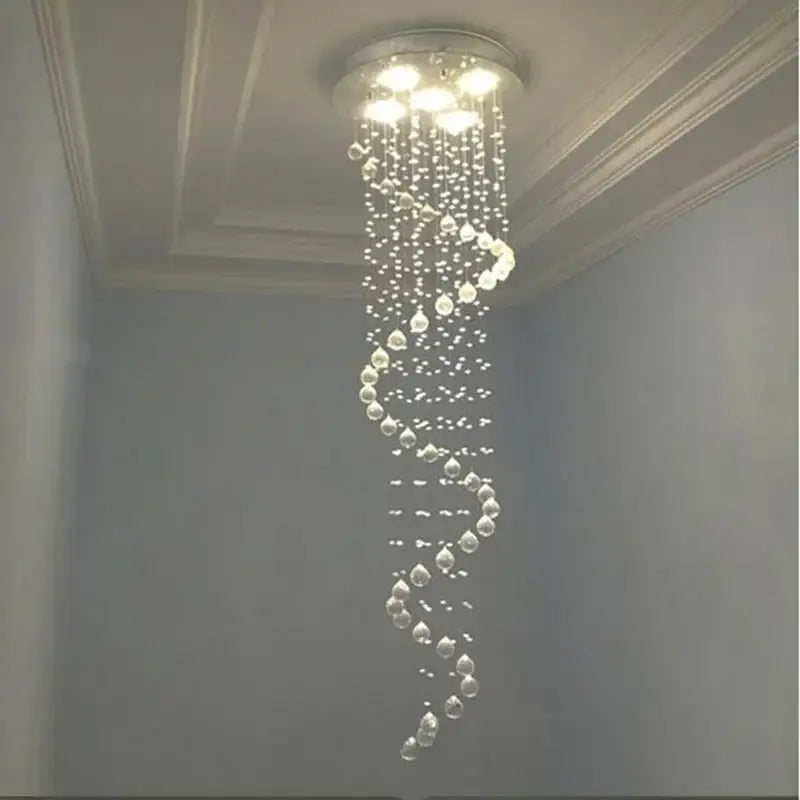 Modern spiral black and clear crystal pendant chandelier bedroom light
