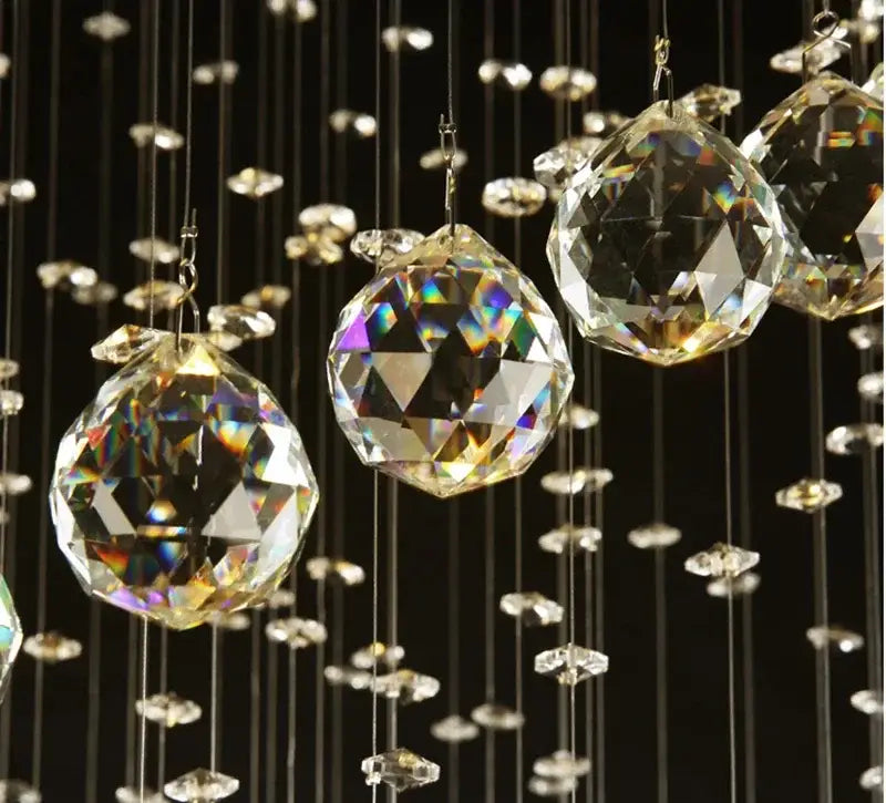 Modern spiral black and clear crystal pendant chandelier bedroom light