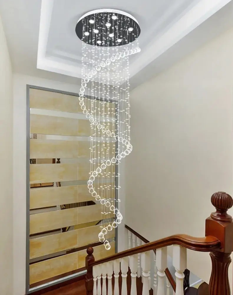 Modern spiral black and clear crystal pendant chandelier bedroom light