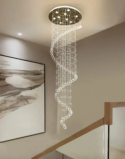 Modern spiral black and clear crystal pendant chandelier bedroom light