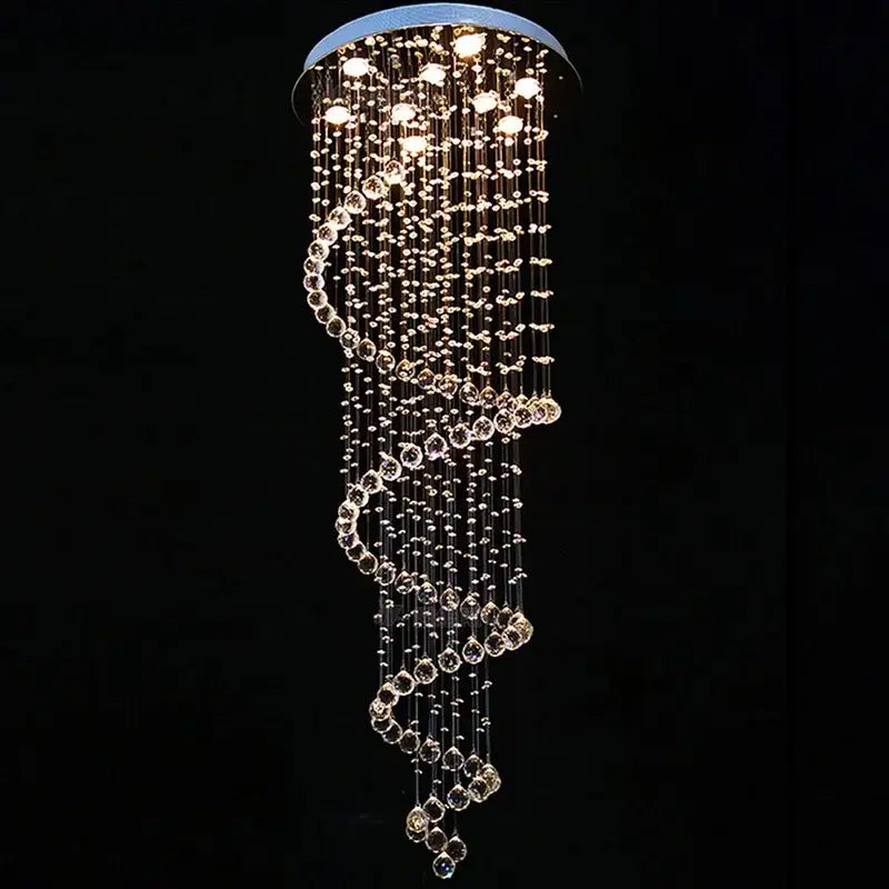Modern spiral black and clear crystal pendant chandelier bedroom light