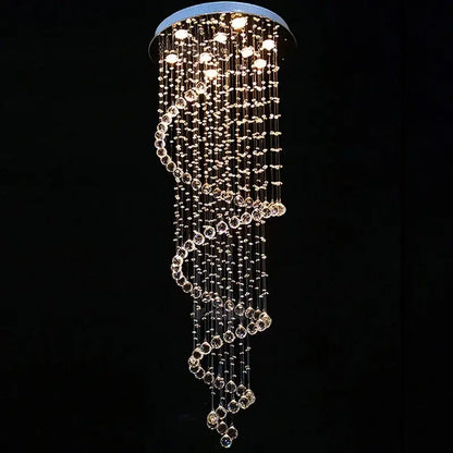 Modern spiral black and clear crystal pendant chandelier bedroom light