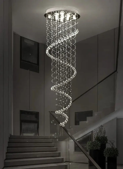 Modern spiral black and clear crystal pendant chandelier bedroom light