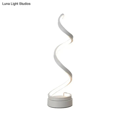 Modern spiral black white & gold led table lamp bedroom task light