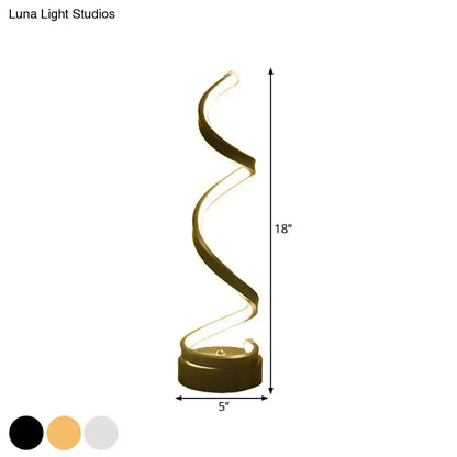 Modern spiral black white & gold led table lamp bedroom task light