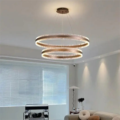 Modern spiral circle rings led chandelier for living room crystal
