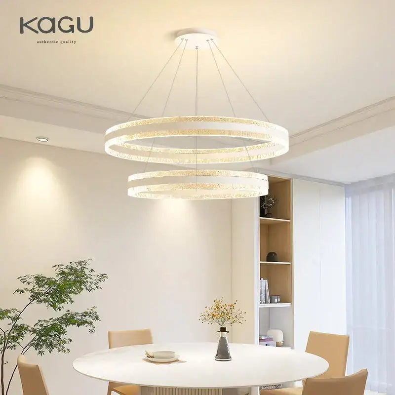 Modern spiral circle rings led chandelier for living room crystal