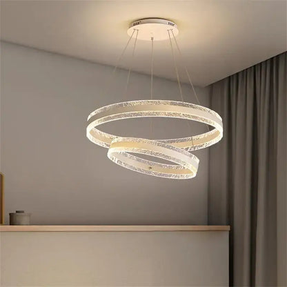 Modern spiral circle rings led chandelier for living room crystal