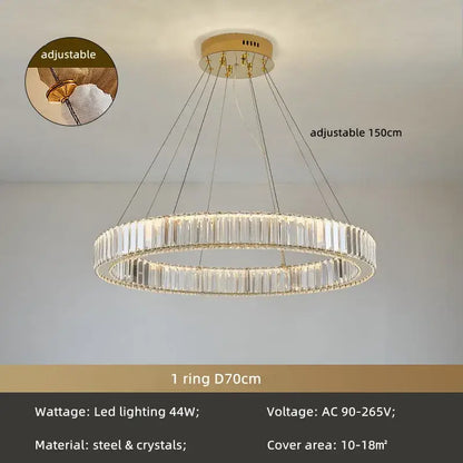 Modern spiral crystal circle led chandelier staircase pendant light
