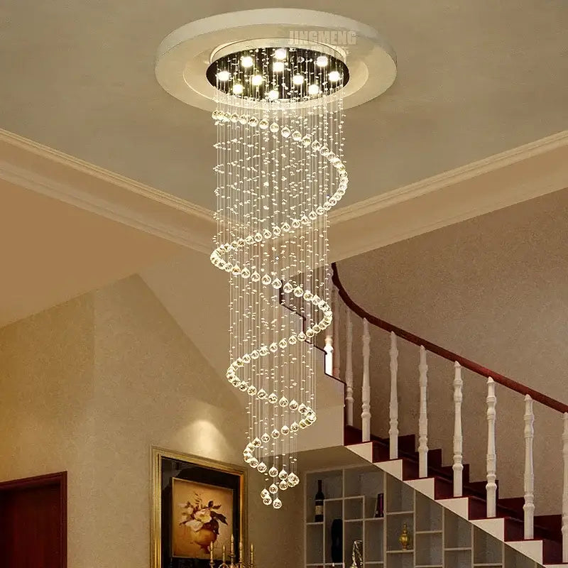 Modern spiral crystal led ceiling chandelier for living room