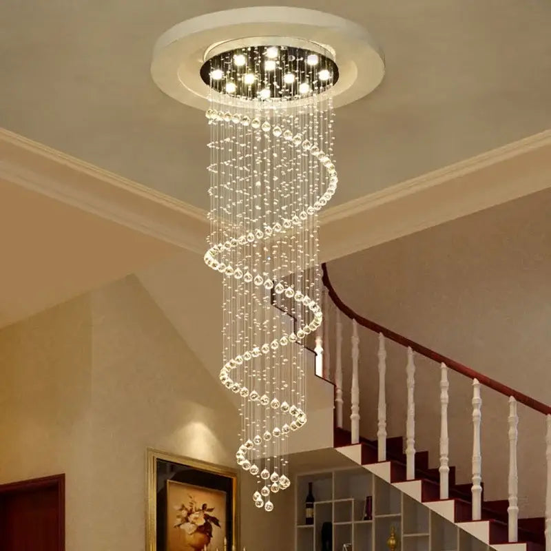 Modern spiral crystal led ceiling chandelier for living room