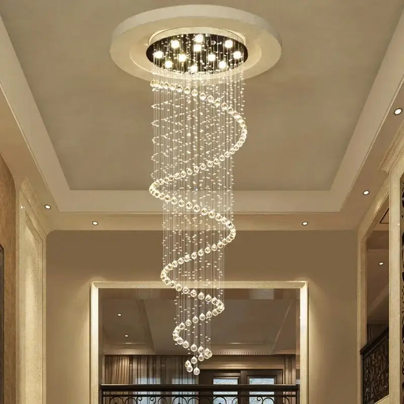 Modern spiral crystal led ceiling chandelier for living room