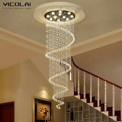 Modern spiral crystal led ceiling chandelier for living room