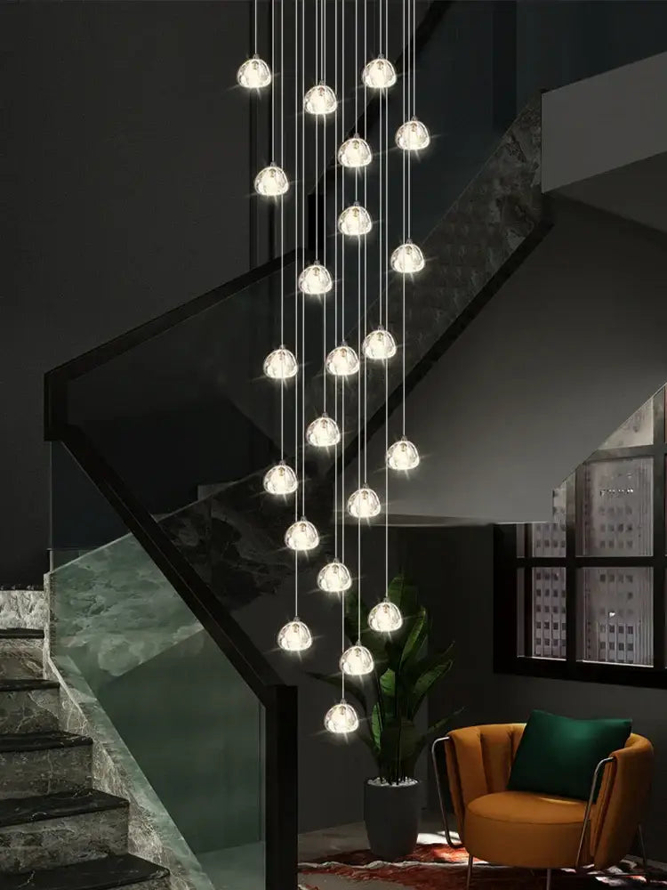 Modern spiral crystal led ceiling chandelier for staircase kitchen