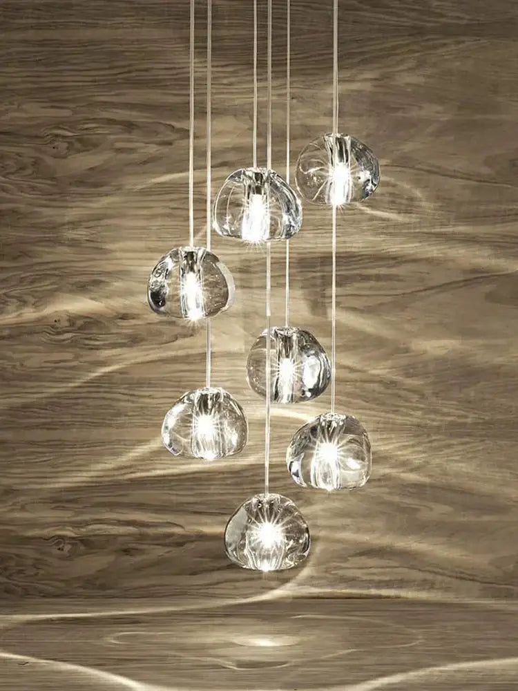 Modern spiral crystal led ceiling chandelier for staircase kitchen