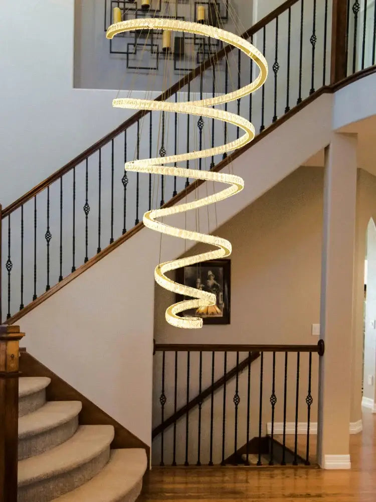Modern spiral crystal pendant chandelier for living room lighting