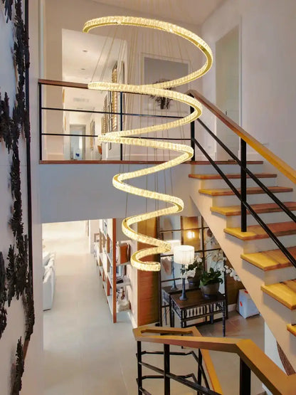 Modern spiral crystal pendant chandelier for living room lighting
