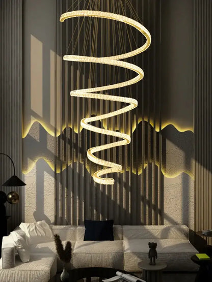 Modern spiral crystal pendant chandelier for living room lighting
