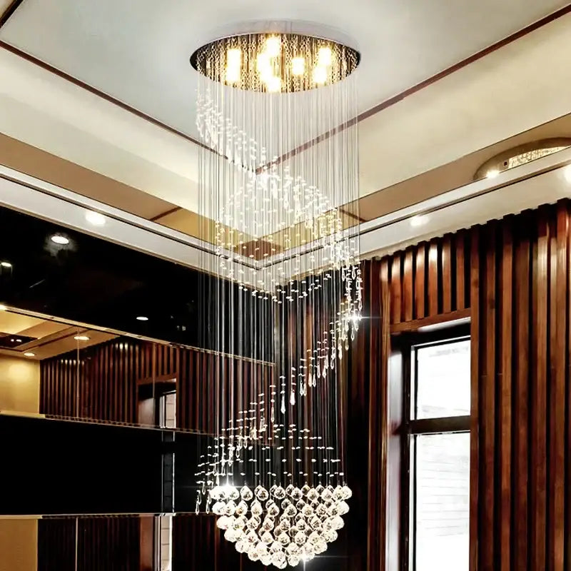 Modern spiral crystal staircase chandelier for living room