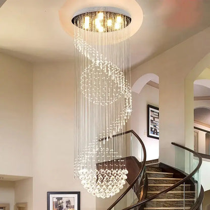 Modern spiral crystal staircase chandelier for living room